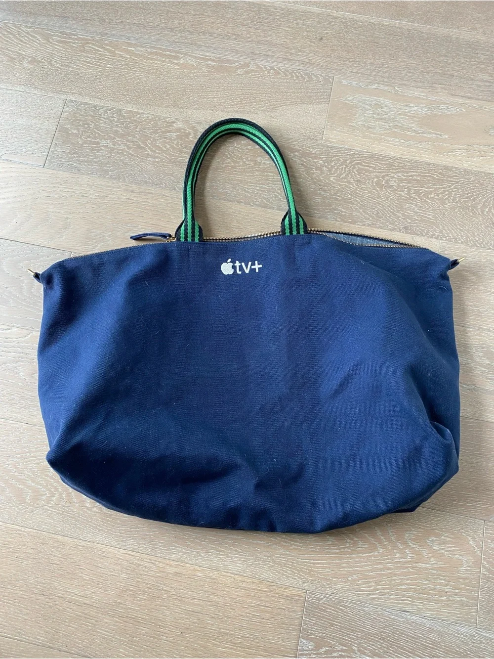 CLARE V collab Palm Royale blue Canvas Top Handle Convertible Crossbody Tote  L